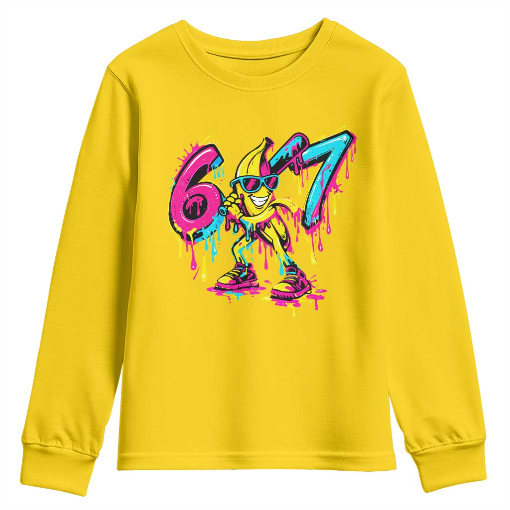 Funny 67 Banana Baseball Drip Ice Cream Six Seven Meme Youth Sweatshirt