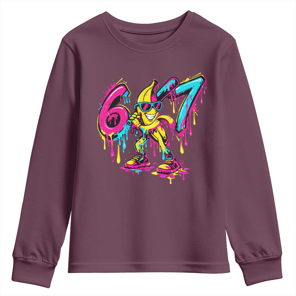 Funny 67 Banana Baseball Drip Ice Cream Six Seven Meme Youth Sweatshirt