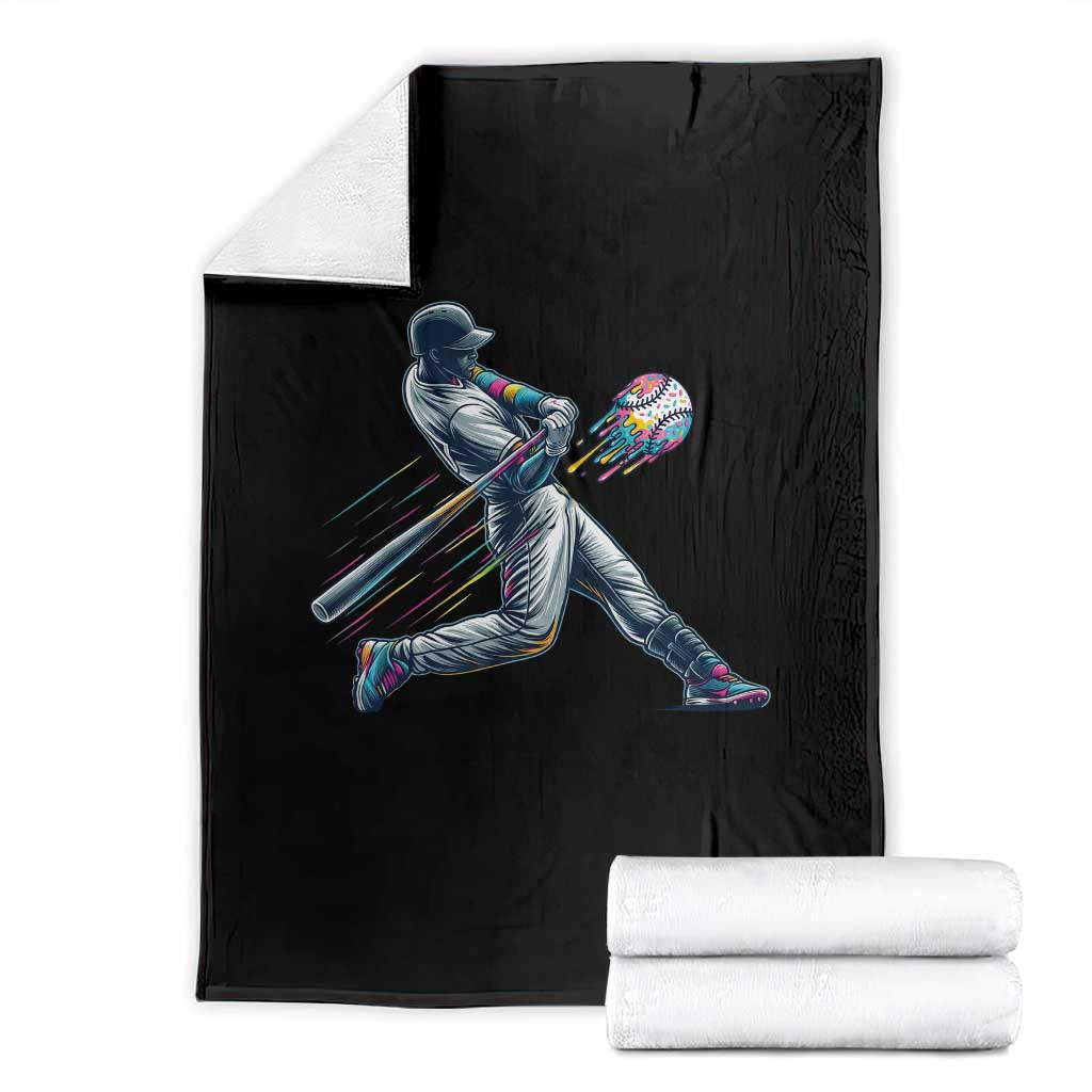 Ice Cream Baseball Player Dripping Game Day Throw Blanket