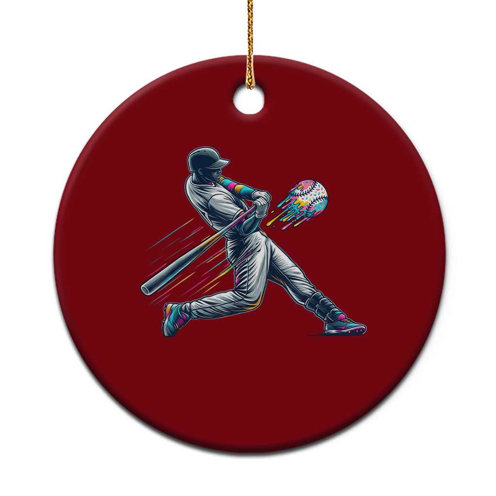 Ice Cream Baseball Player Dripping Game Day Ceramic Ornament