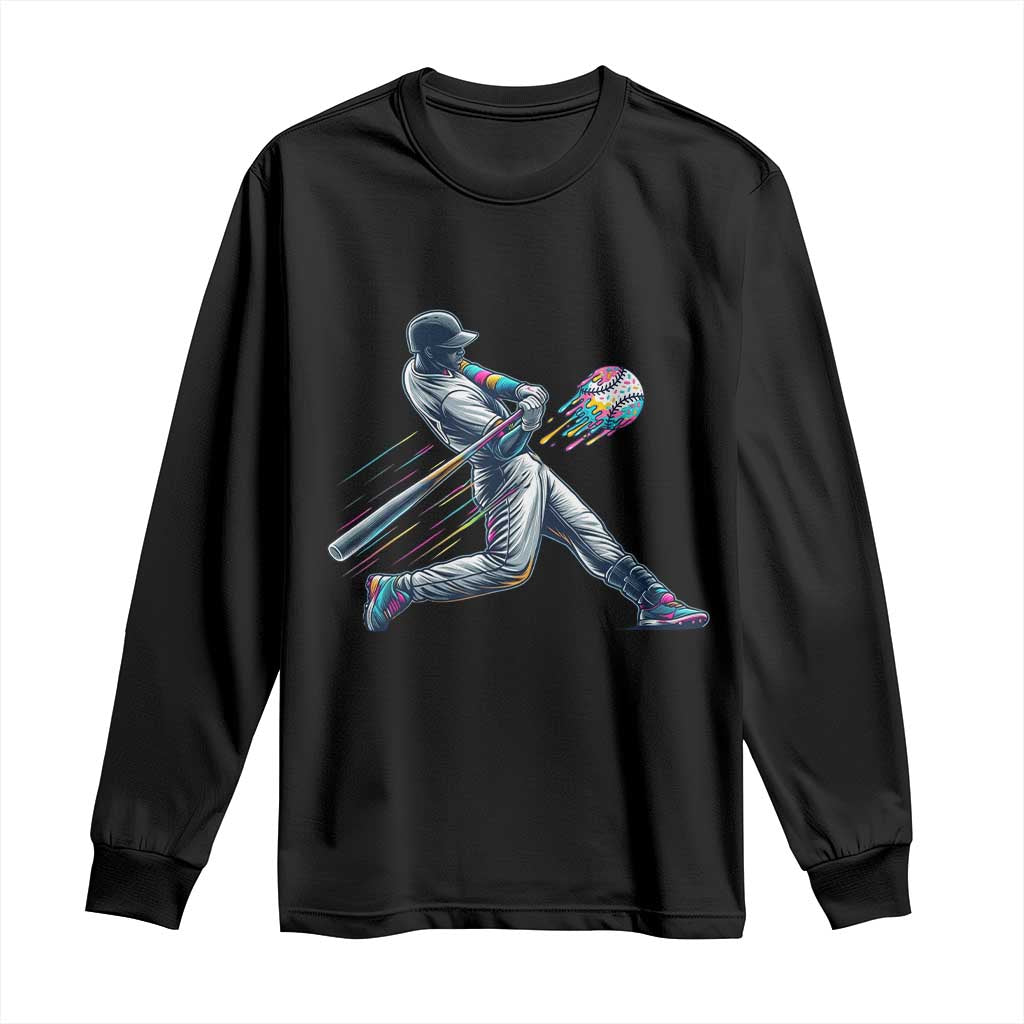 Ice Cream Baseball Player Dripping Game Day Long Sleeve Shirt