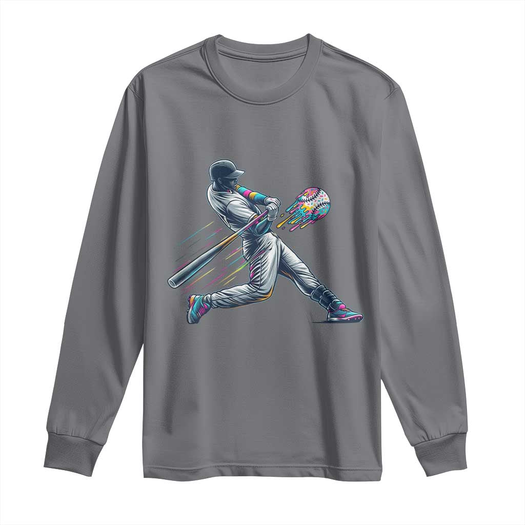 Ice Cream Baseball Player Dripping Game Day Long Sleeve Shirt