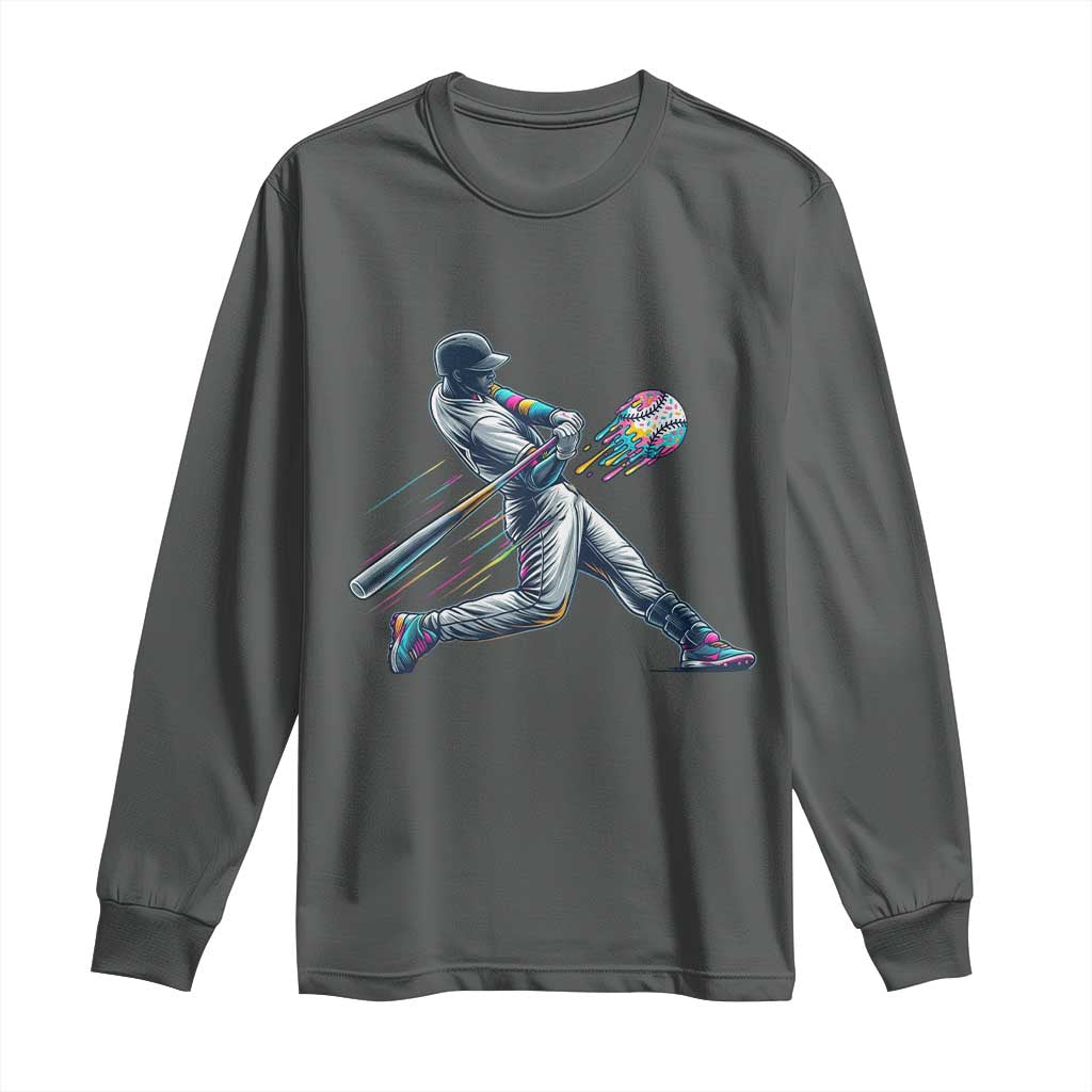 Ice Cream Baseball Player Dripping Game Day Long Sleeve Shirt
