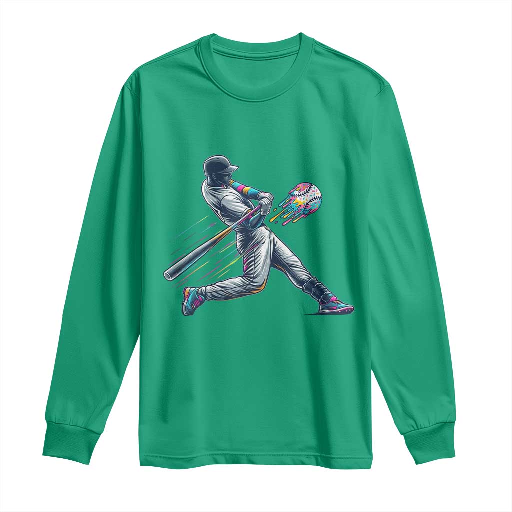 Ice Cream Baseball Player Dripping Game Day Long Sleeve Shirt