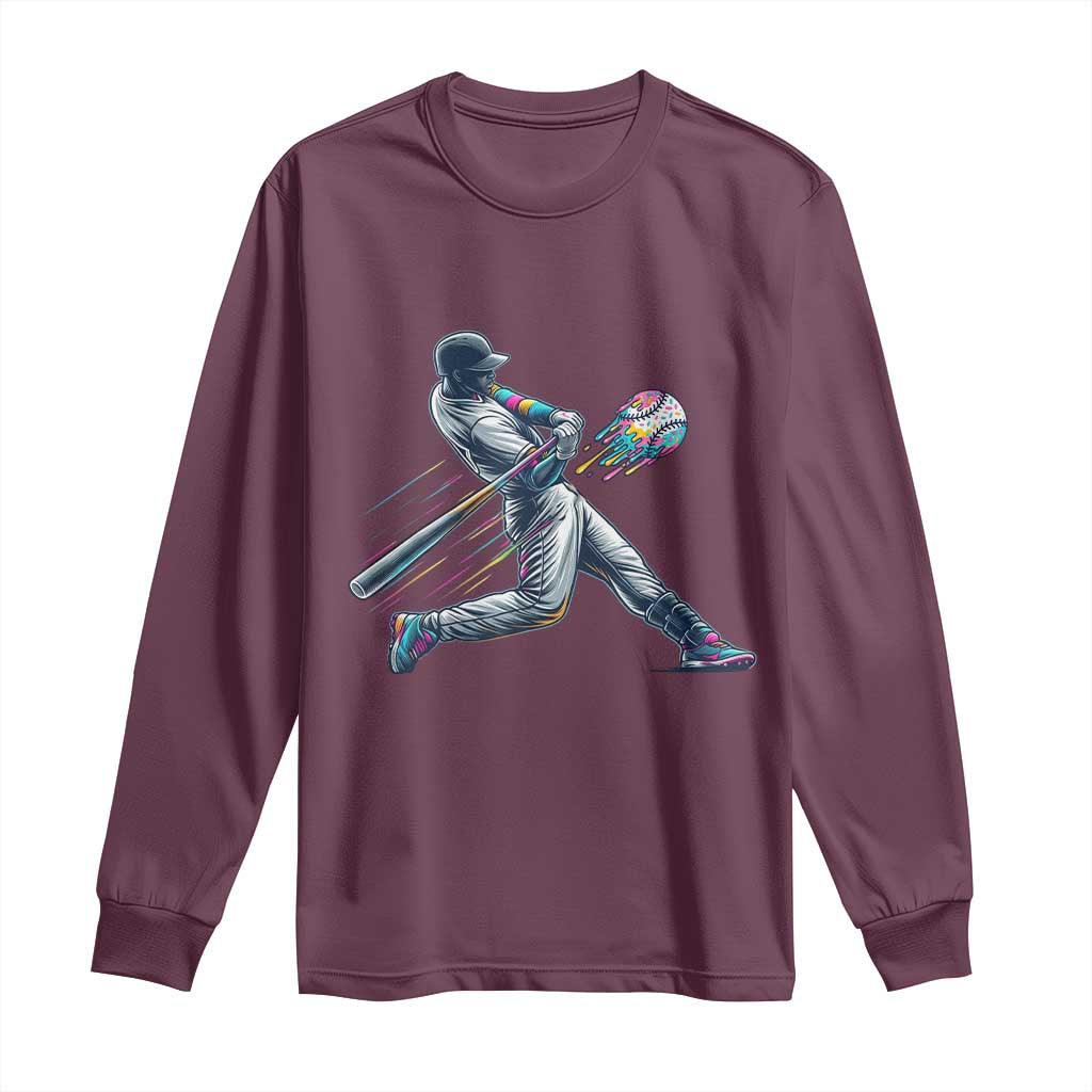Ice Cream Baseball Player Dripping Game Day Long Sleeve Shirt