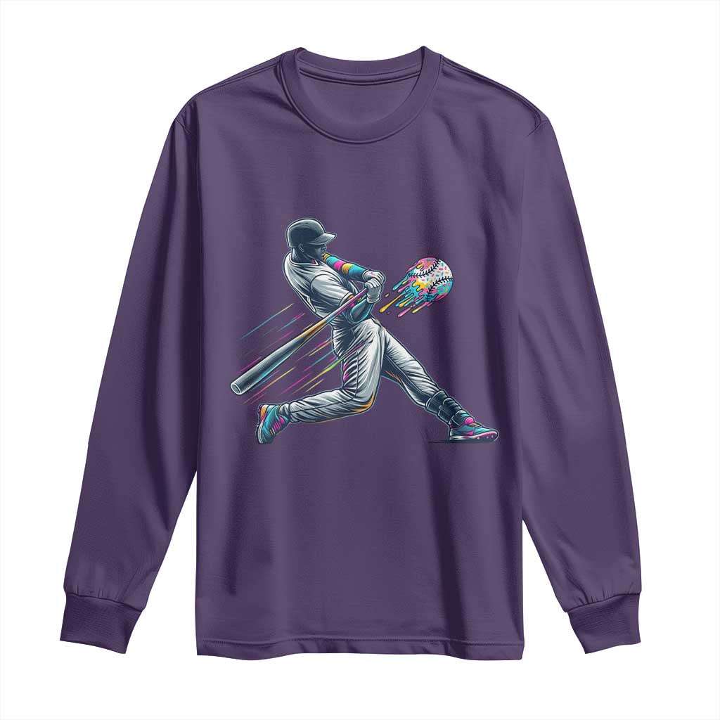 Ice Cream Baseball Player Dripping Game Day Long Sleeve Shirt