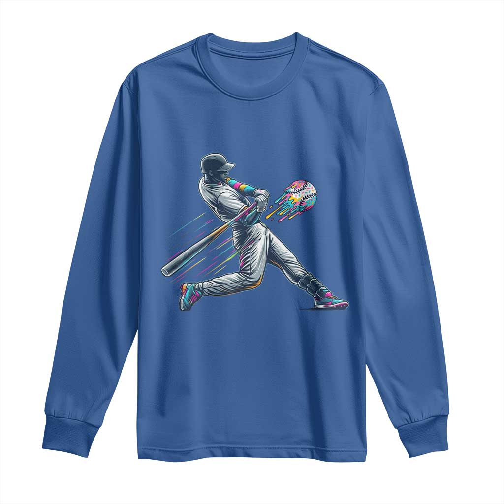 Ice Cream Baseball Player Dripping Game Day Long Sleeve Shirt
