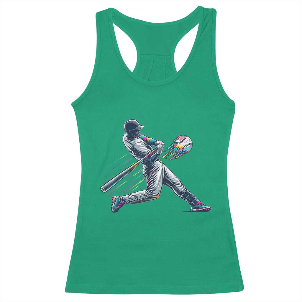 Ice Cream Baseball Player Dripping Game Day Racerback Tank Top