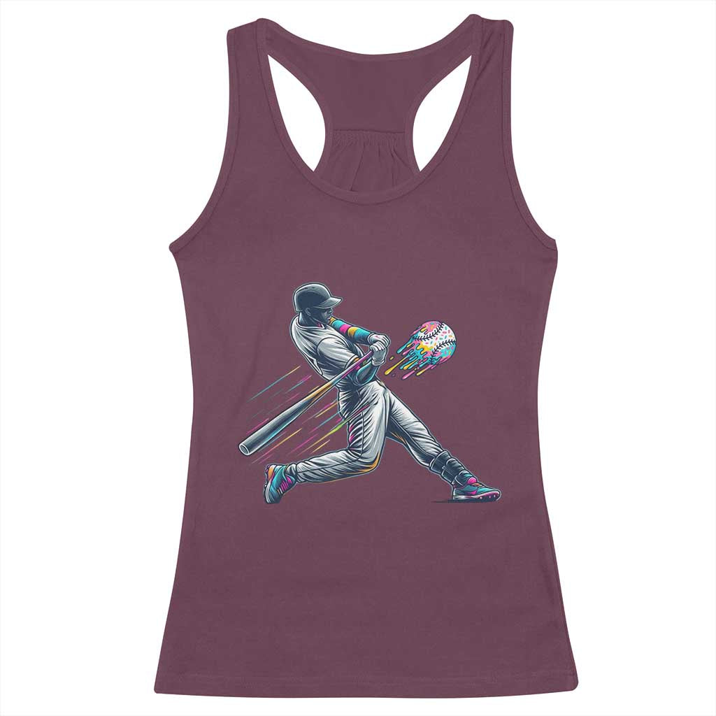 Ice Cream Baseball Player Dripping Game Day Racerback Tank Top