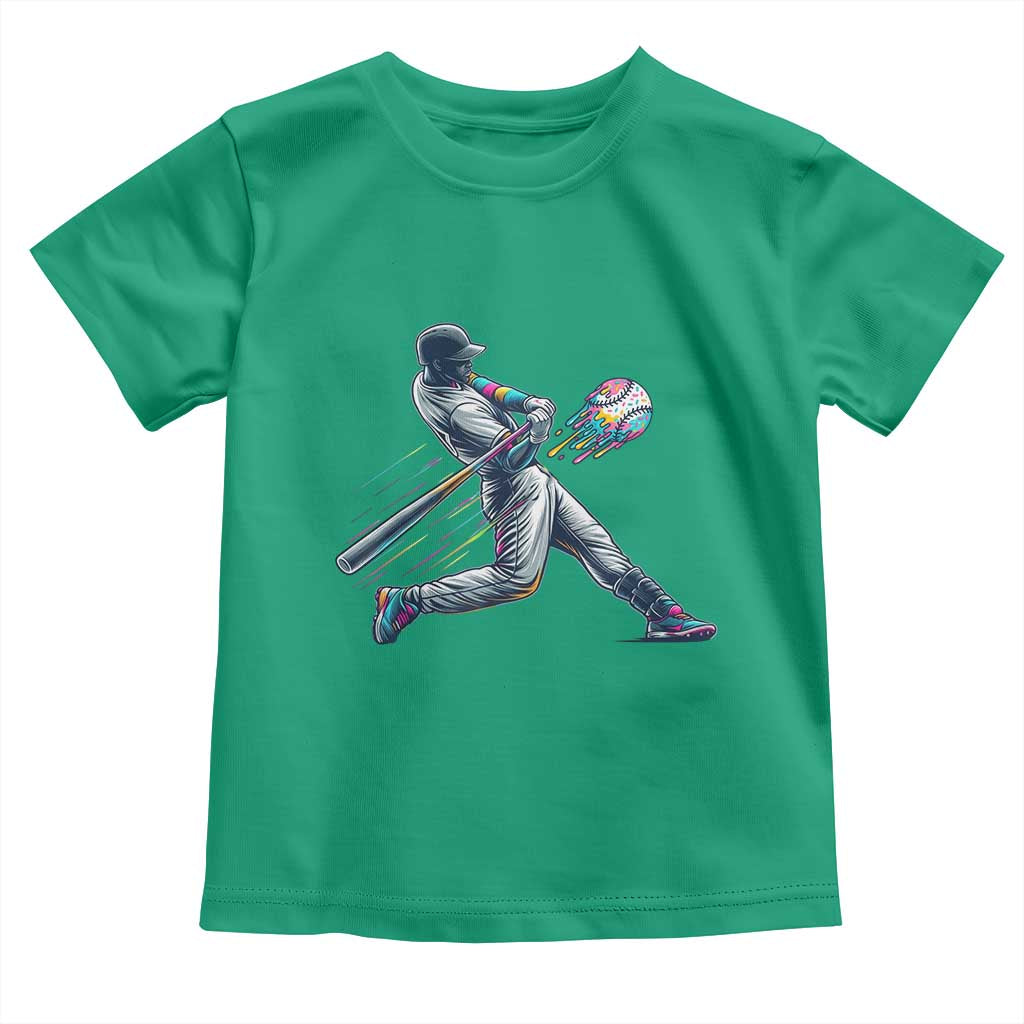 Ice Cream Baseball Player Dripping Game Day Toddler T Shirt