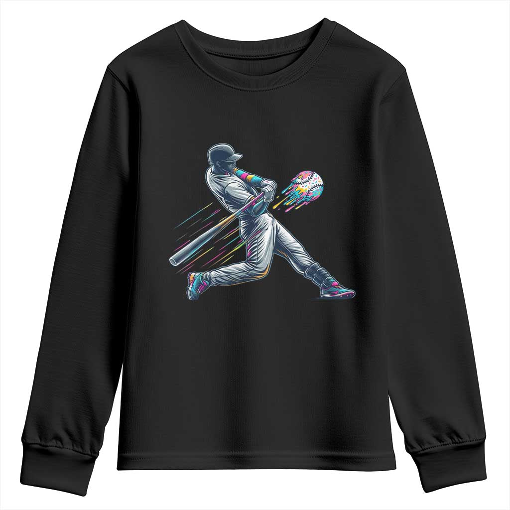Ice Cream Baseball Player Dripping Game Day Youth Sweatshirt