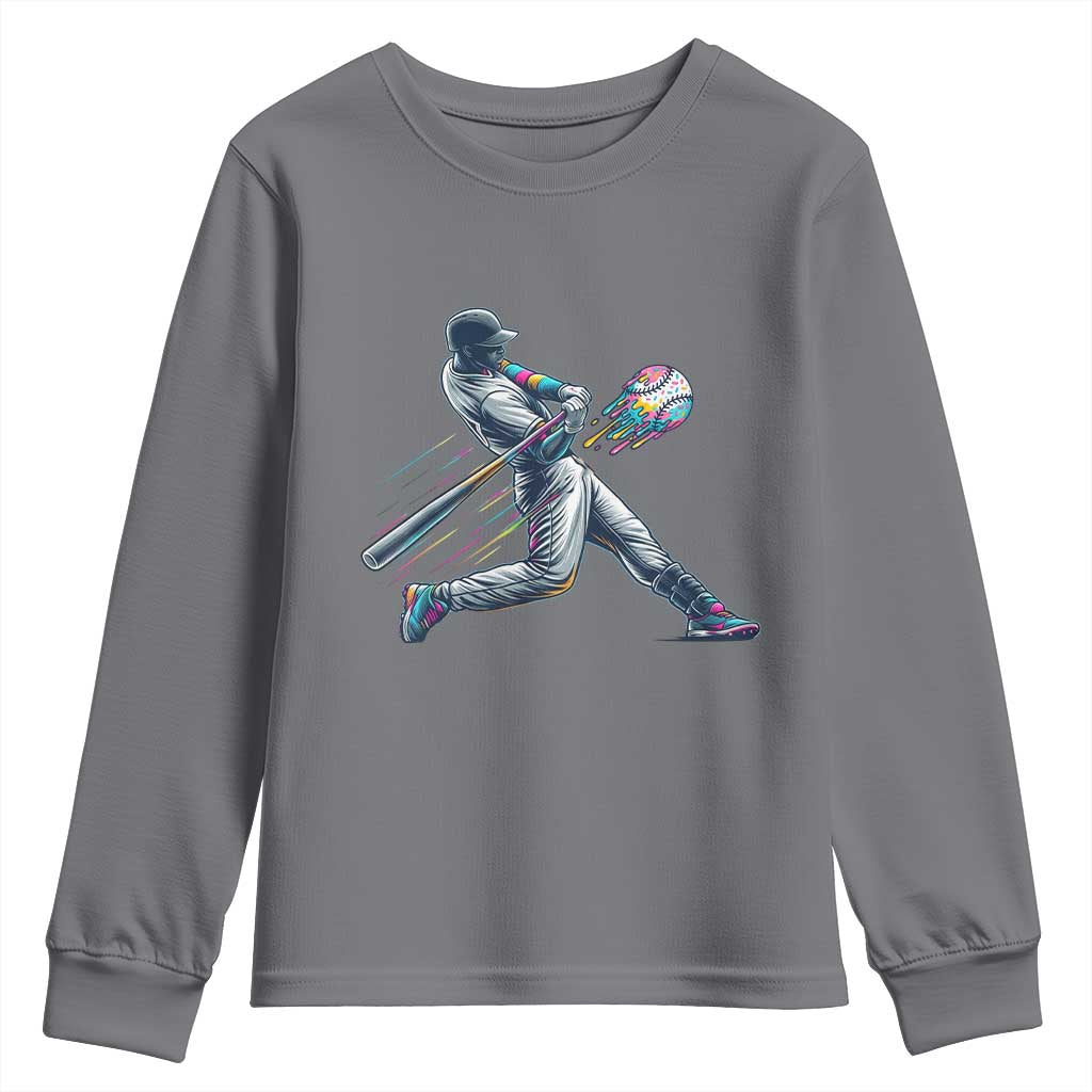 Ice Cream Baseball Player Dripping Game Day Youth Sweatshirt