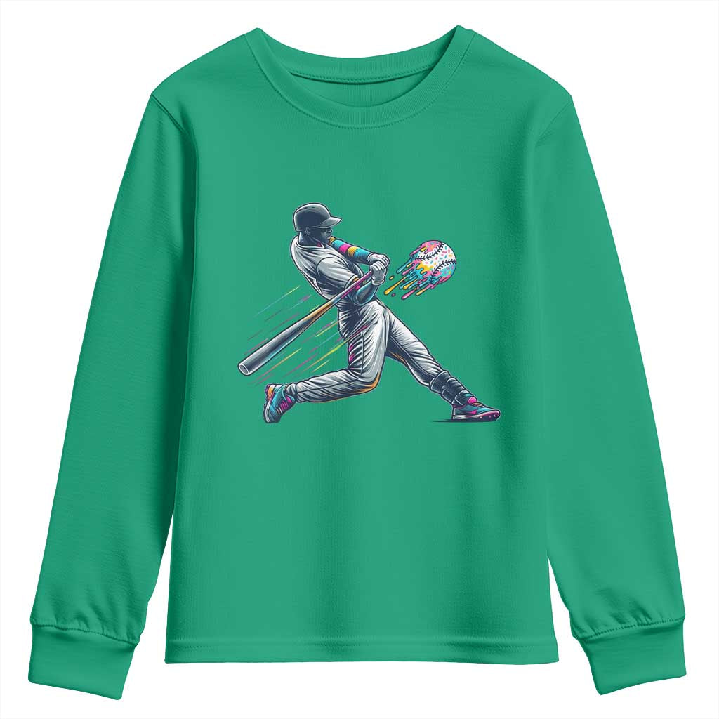 Ice Cream Baseball Player Dripping Game Day Youth Sweatshirt
