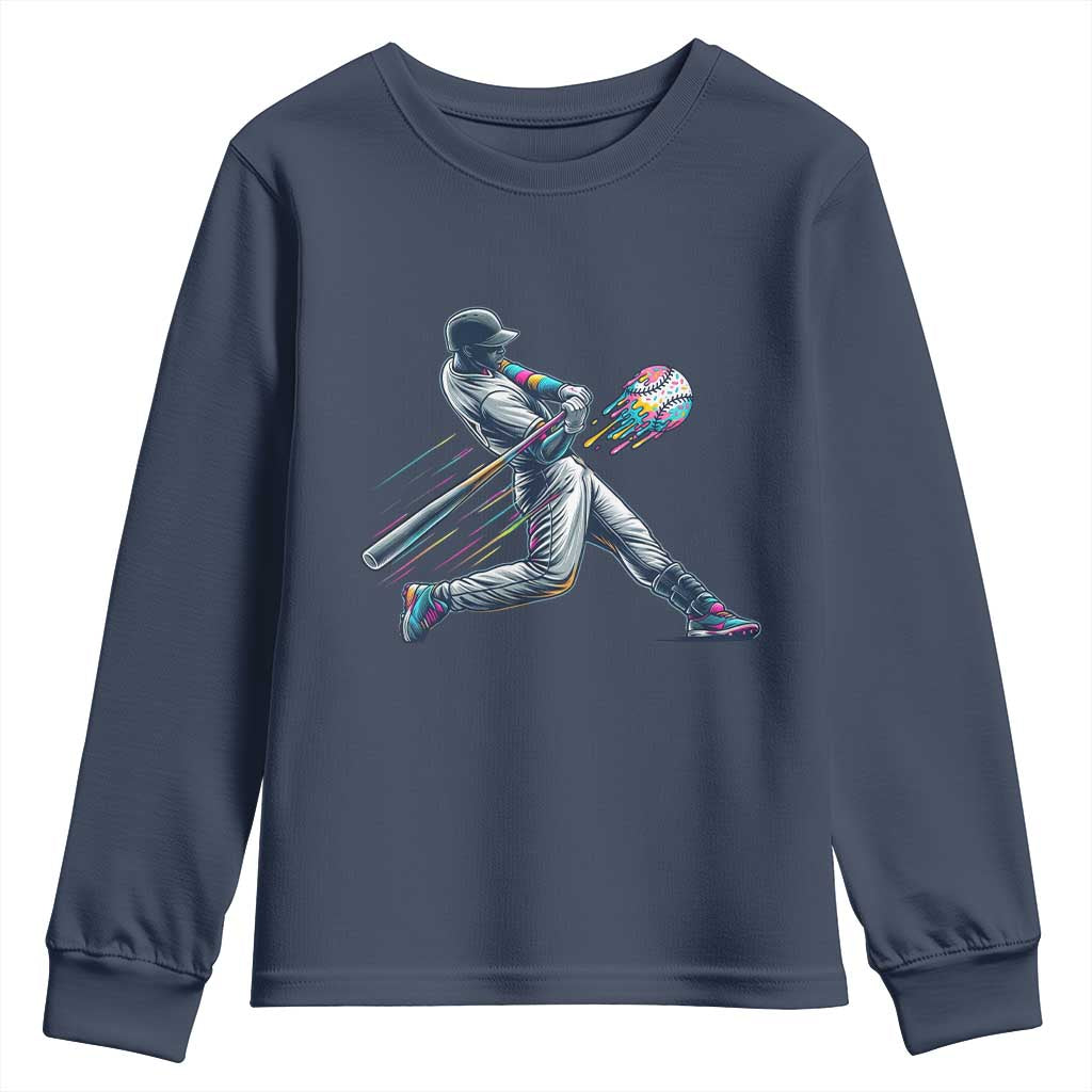 Ice Cream Baseball Player Dripping Game Day Youth Sweatshirt