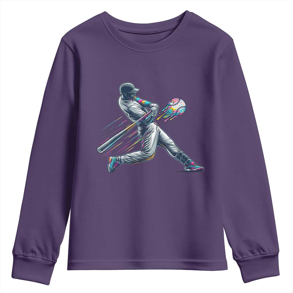 Ice Cream Baseball Player Dripping Game Day Youth Sweatshirt