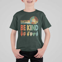 In A World Where You Can Be Anything Be Kind T Shirt For Kid Sign Language Retro Peace Sign