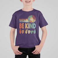 In A World Where You Can Be Anything Be Kind T Shirt For Kid Sign Language Retro Peace Sign