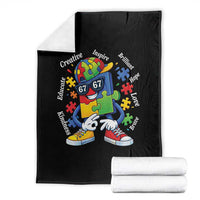 Funny 67 Autism Awareness Throw Blanket Six Seven Puzzle Meme Creative Brilliant Hope Love Kindness
