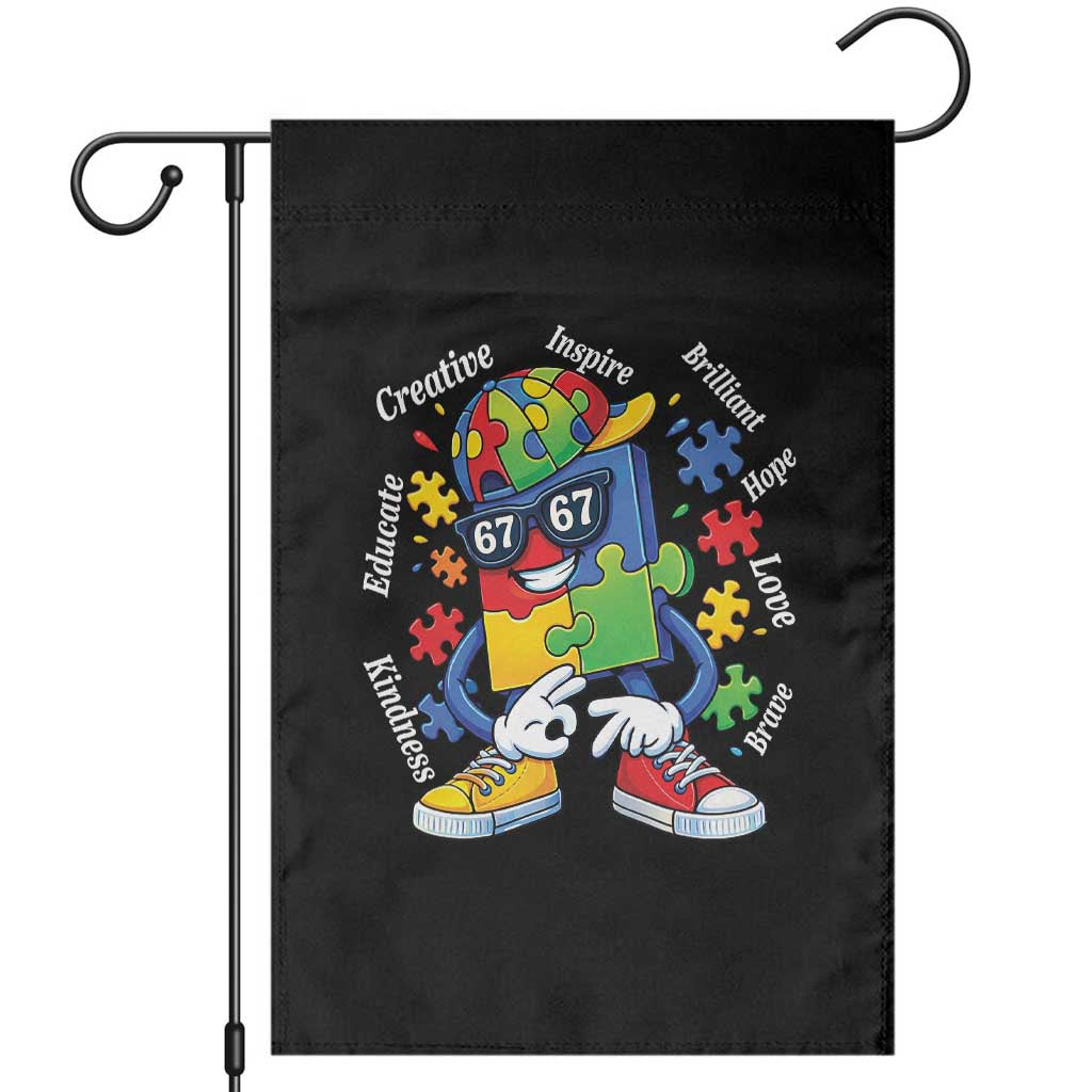Funny 67 Autism Awareness Garden Flag Six Seven Puzzle Meme Creative Brilliant Hope Love Kindness