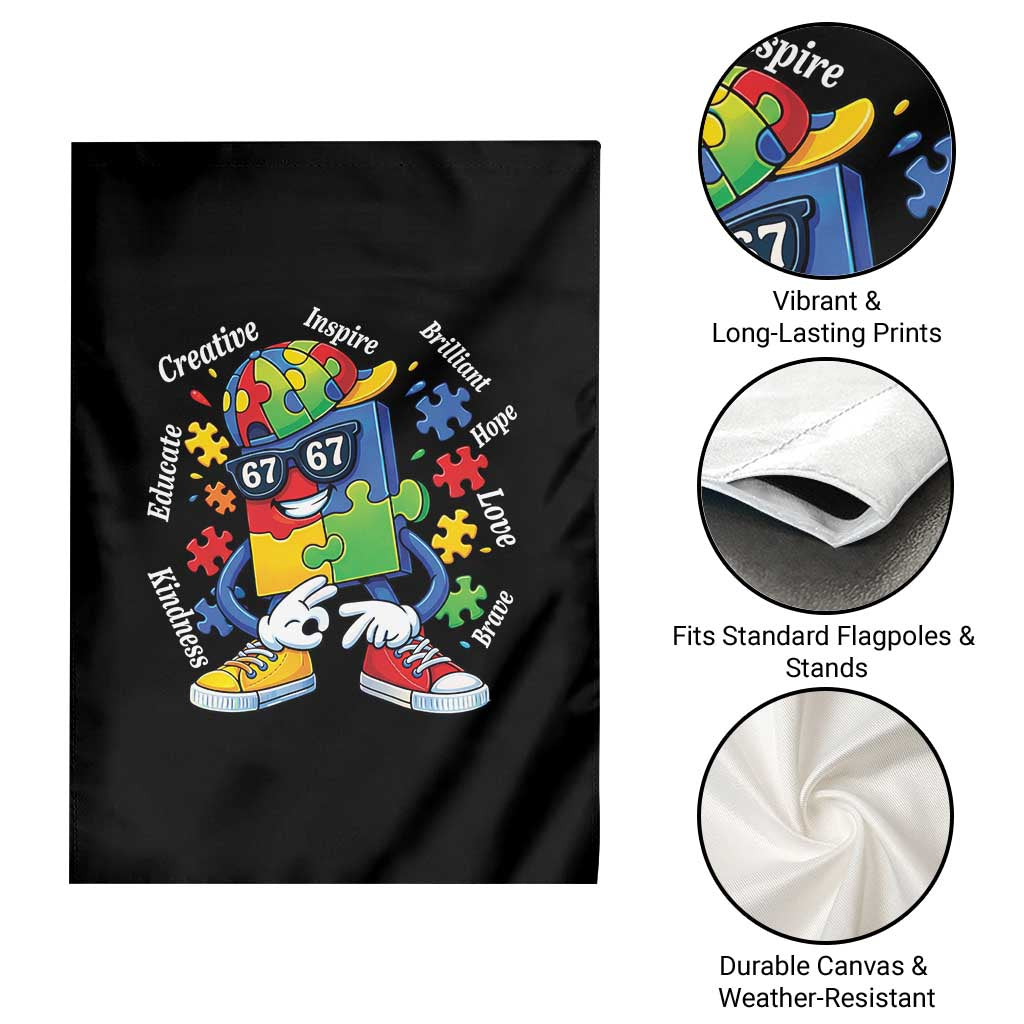 Funny 67 Autism Awareness Garden Flag Six Seven Puzzle Meme Creative Brilliant Hope Love Kindness