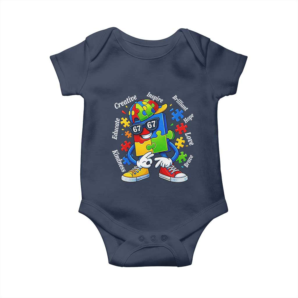 Funny 67 Autism Awareness Baby Onesie Six Seven Puzzle Meme Creative Brilliant Hope Love Kindness