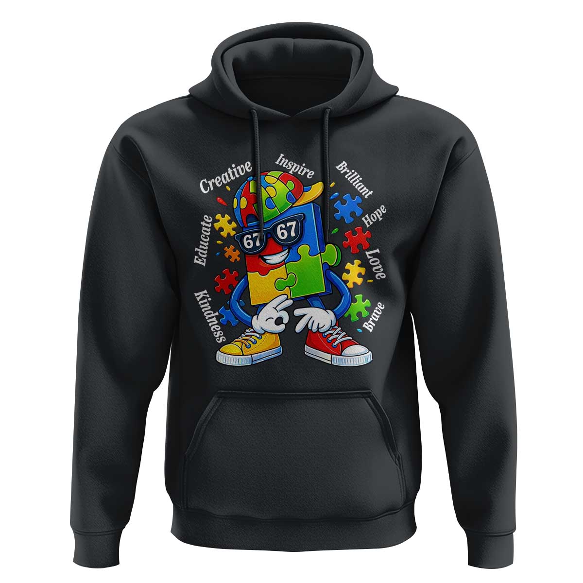 Funny 67 Autism Awareness Hoodie Six Seven Puzzle Meme Creative Brilliant Hope Love Kindness