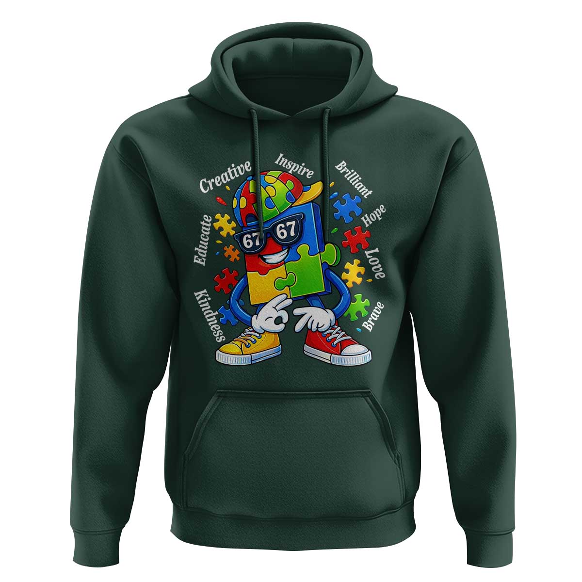 Funny 67 Autism Awareness Hoodie Six Seven Puzzle Meme Creative Brilliant Hope Love Kindness