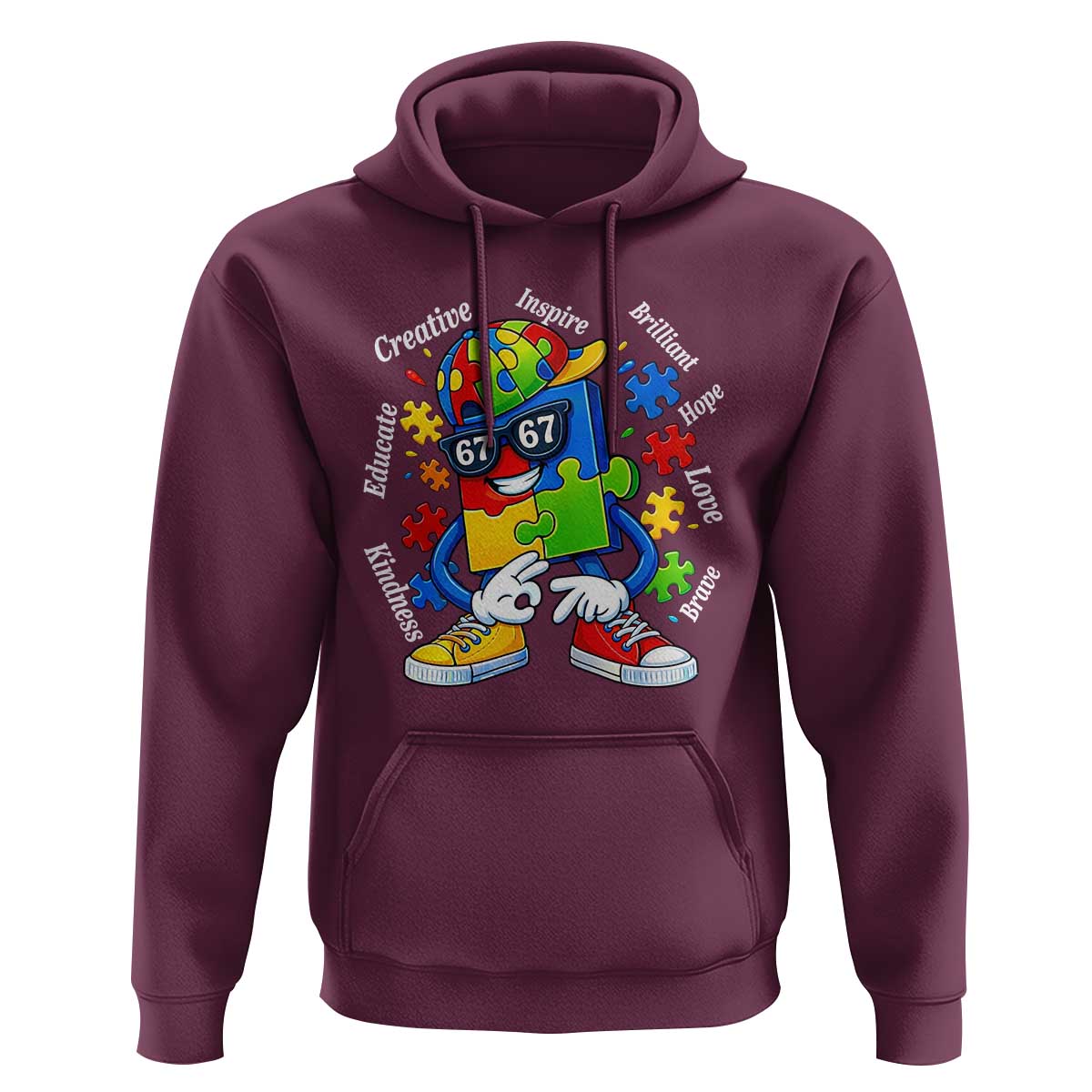 Funny 67 Autism Awareness Hoodie Six Seven Puzzle Meme Creative Brilliant Hope Love Kindness