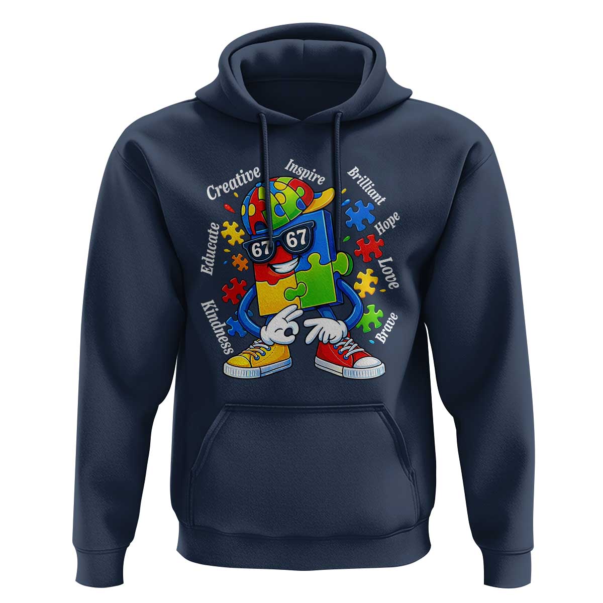 Funny 67 Autism Awareness Hoodie Six Seven Puzzle Meme Creative Brilliant Hope Love Kindness