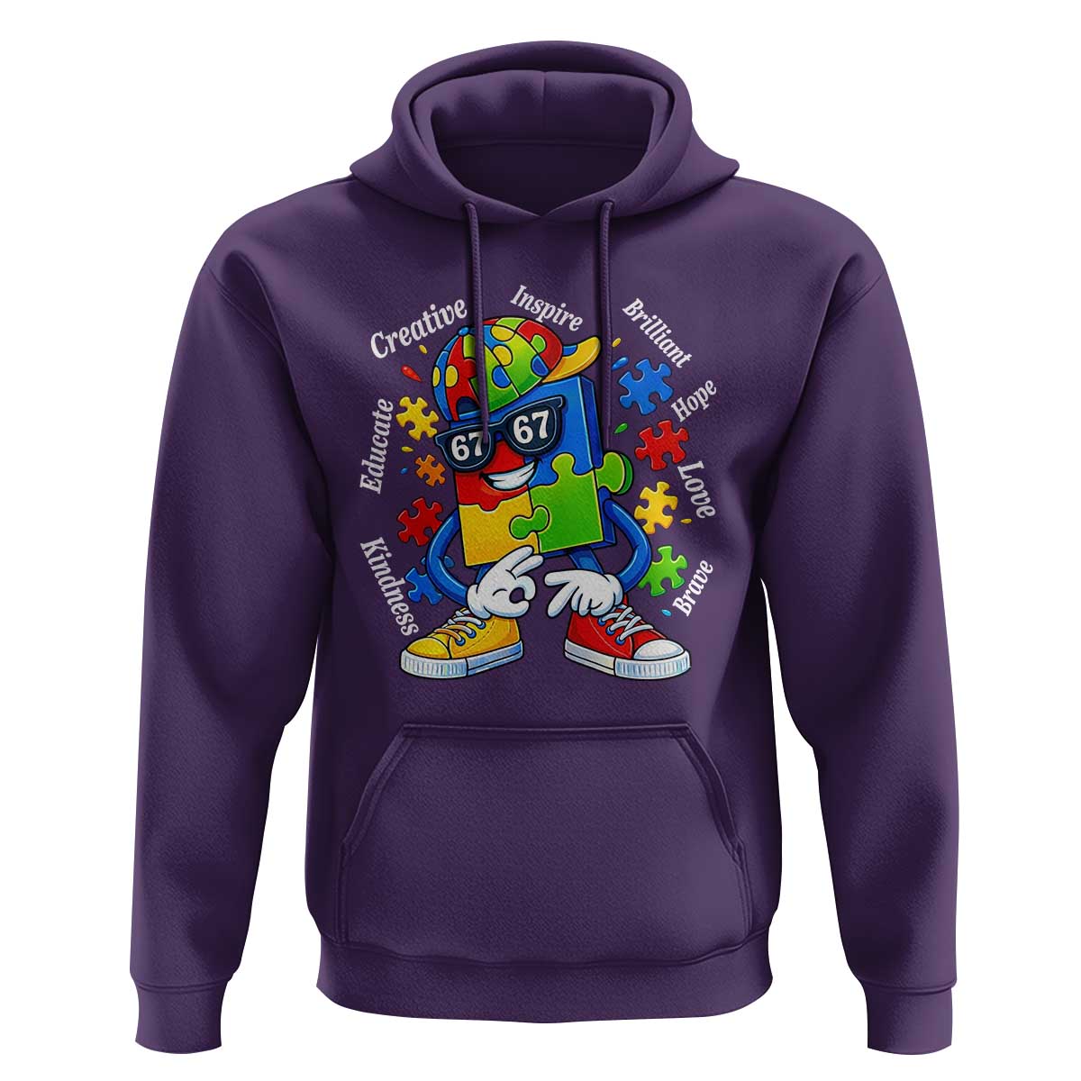 Funny 67 Autism Awareness Hoodie Six Seven Puzzle Meme Creative Brilliant Hope Love Kindness