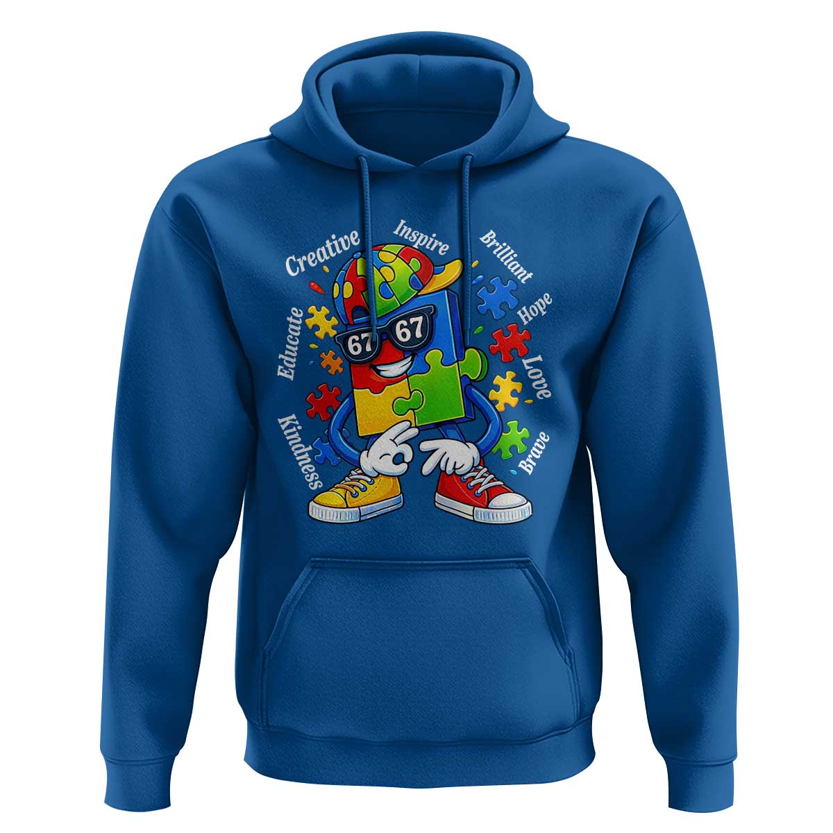 Funny 67 Autism Awareness Hoodie Six Seven Puzzle Meme Creative Brilliant Hope Love Kindness
