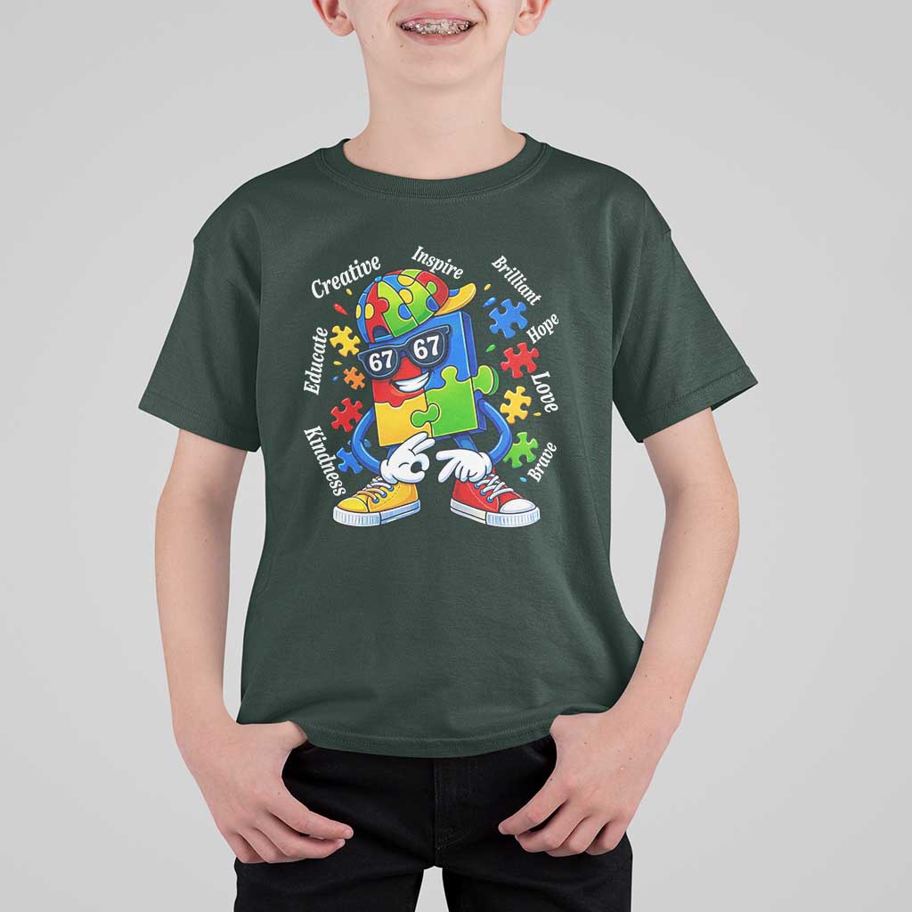 Funny 67 Autism Awareness T Shirt For Kid Six Seven Puzzle Meme Creative Brilliant Hope Love Kindness