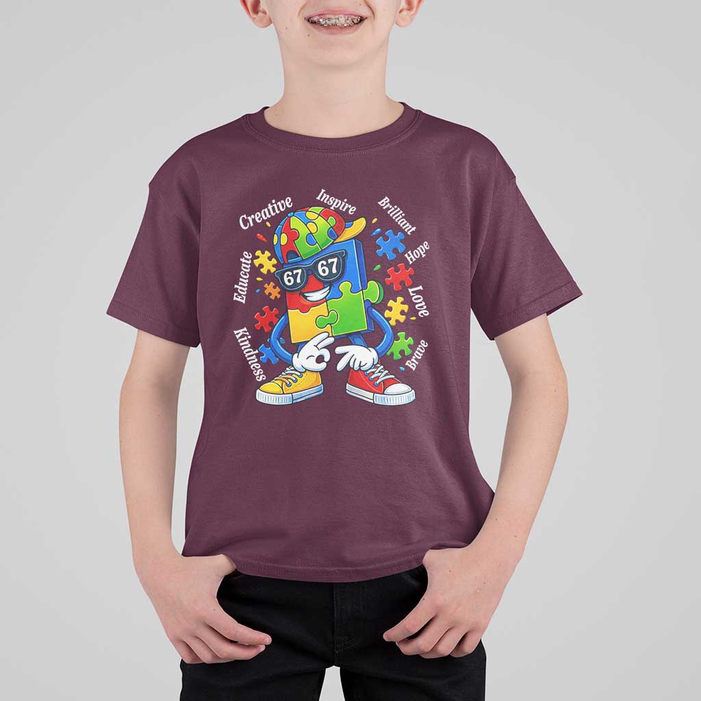 Funny 67 Autism Awareness T Shirt For Kid Six Seven Puzzle Meme Creative Brilliant Hope Love Kindness