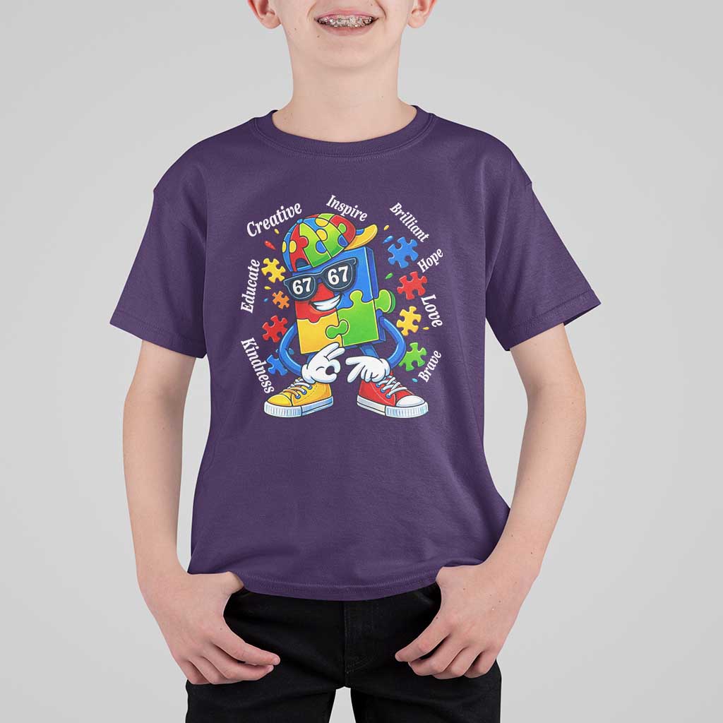 Funny 67 Autism Awareness T Shirt For Kid Six Seven Puzzle Meme Creative Brilliant Hope Love Kindness
