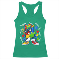 Funny 67 Autism Awareness Racerback Tank Top Six Seven Puzzle Meme Creative Brilliant Hope Love Kindness