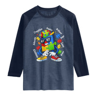 Funny 67 Autism Awareness Raglan Shirt Six Seven Puzzle Meme Creative Brilliant Hope Love Kindness