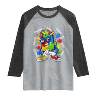 Funny 67 Autism Awareness Raglan Shirt Six Seven Puzzle Meme Creative Brilliant Hope Love Kindness