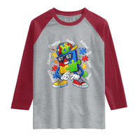 Funny 67 Autism Awareness Raglan Shirt Six Seven Puzzle Meme Creative Brilliant Hope Love Kindness
