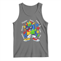 Funny 67 Autism Awareness Tank Top Six Seven Puzzle Meme Creative Brilliant Hope Love Kindness