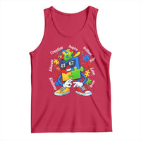Funny 67 Autism Awareness Tank Top Six Seven Puzzle Meme Creative Brilliant Hope Love Kindness