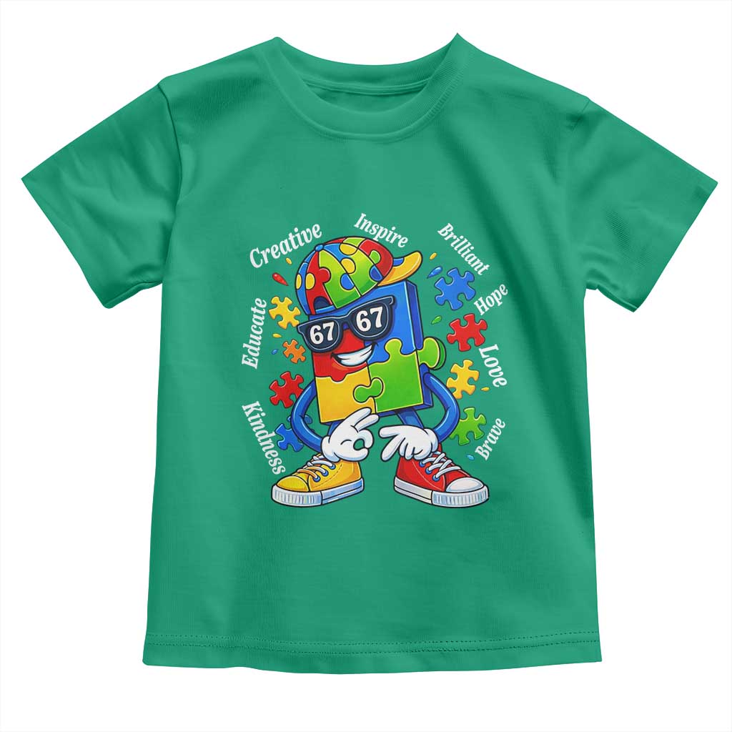 Funny 67 Autism Awareness Toddler T Shirt Six Seven Puzzle Meme Creative Brilliant Hope Love Kindness