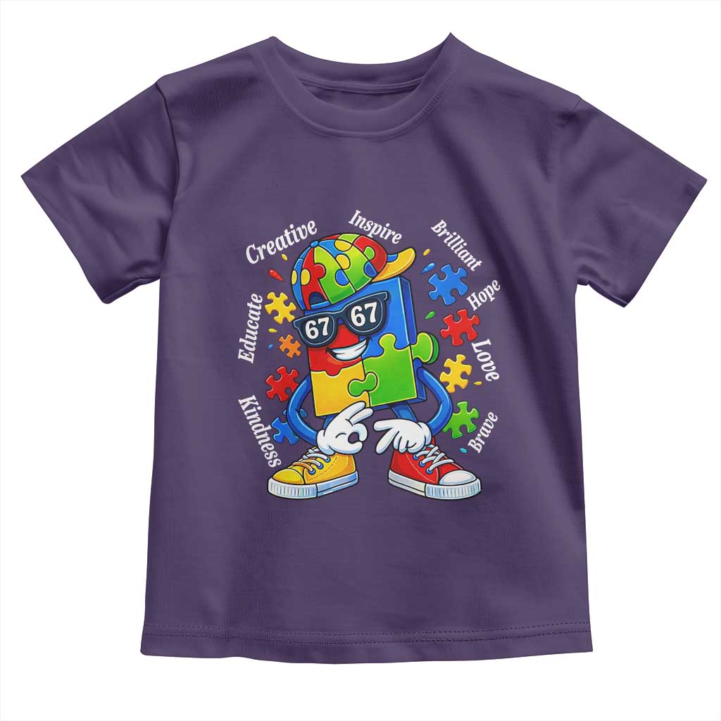 Funny 67 Autism Awareness Toddler T Shirt Six Seven Puzzle Meme Creative Brilliant Hope Love Kindness