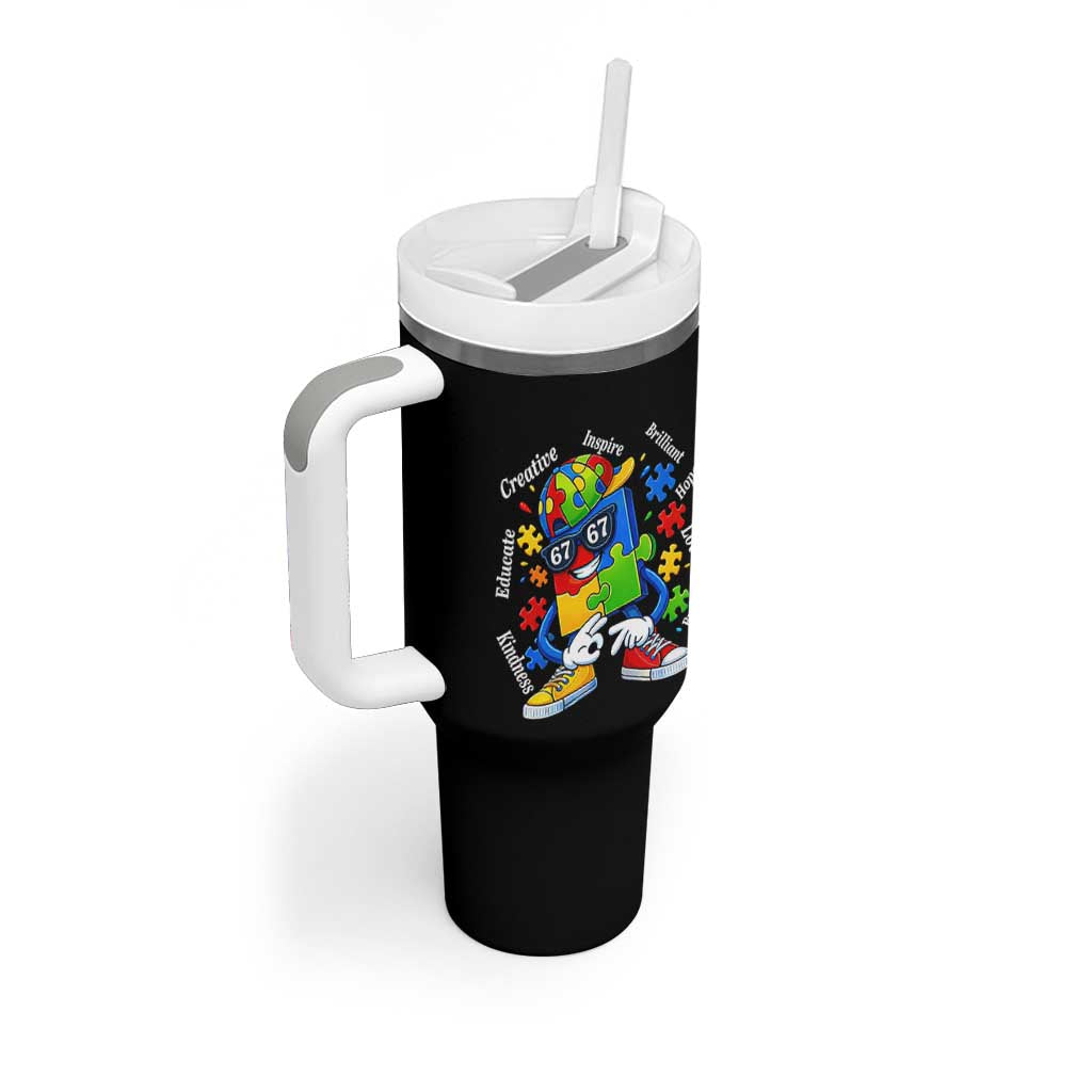 Funny 67 Autism Awareness Tumbler With Handle Six Seven Puzzle Meme Creative Brilliant Hope Love Kindness