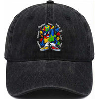 Funny 67 Autism Awareness Washed Cotton Baseball Cap Six Seven Puzzle Meme Creative Brilliant Hope Love Kindness