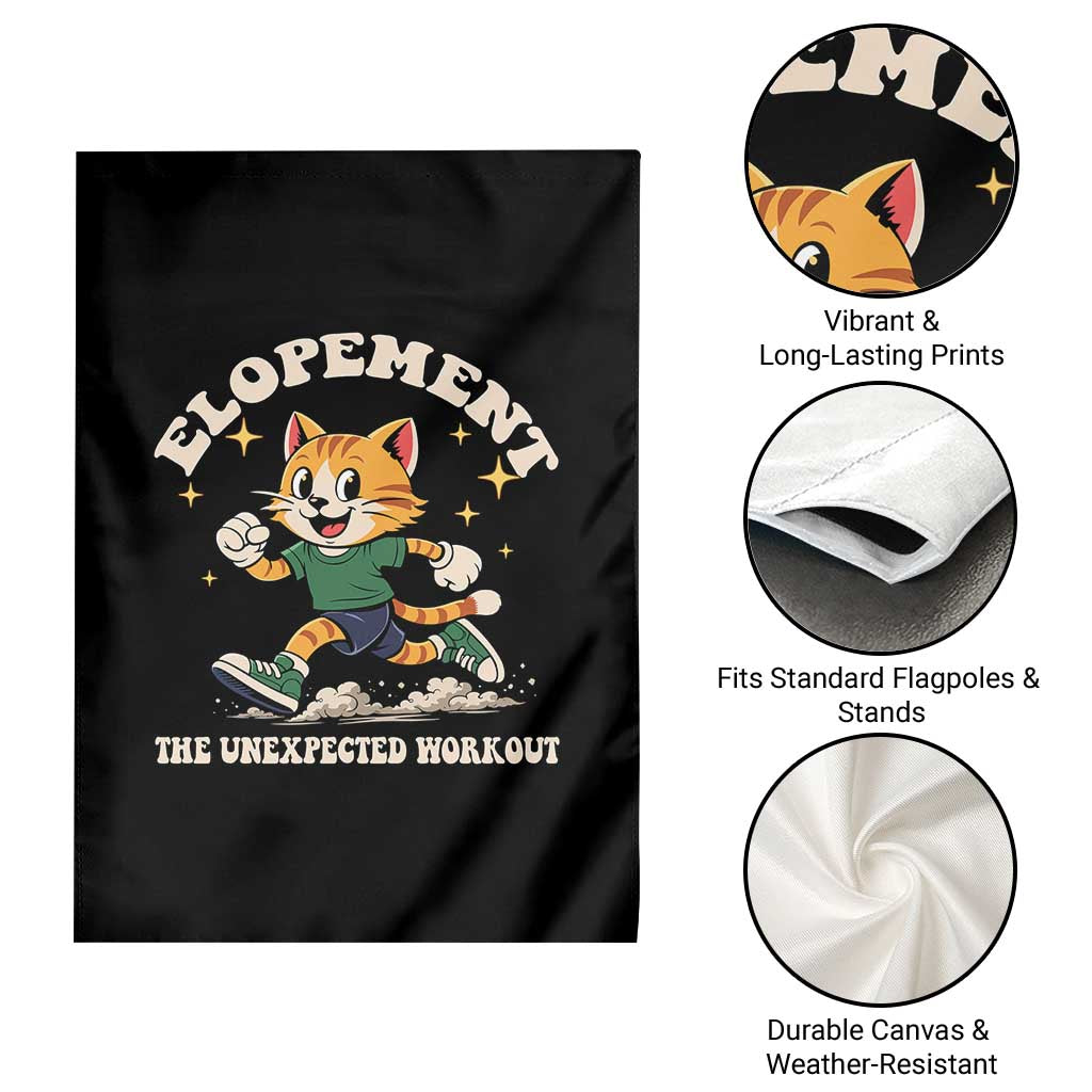 Elopement The Unexpected Workout Garden Flag Autism Neurodiversity Cat