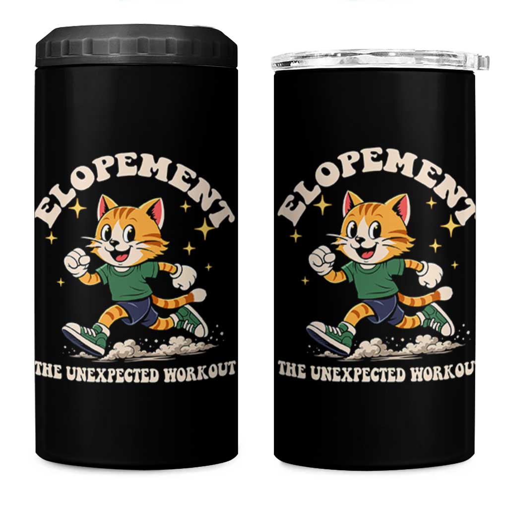 Elopement The Unexpected Workout 4 in 1 Can Cooler Tumbler Autism Neurodiversity Cat