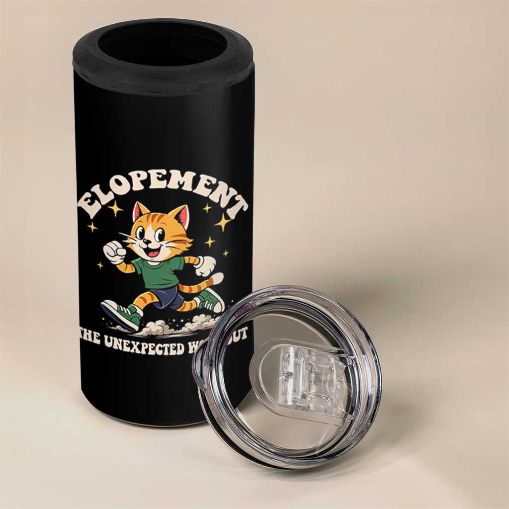 Elopement The Unexpected Workout 4 in 1 Can Cooler Tumbler Autism Neurodiversity Cat