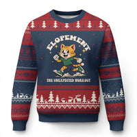 Elopement The Unexpected Workout Ugly Christmas Sweater Autism Neurodiversity Cat