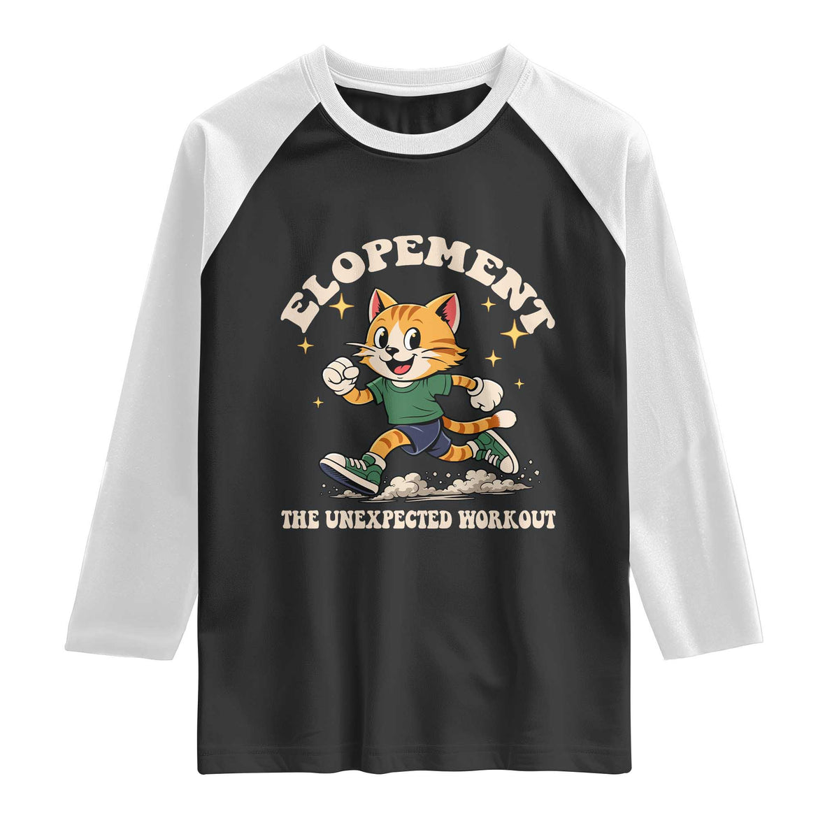 Elopement The Unexpected Workout Raglan Shirt Autism Neurodiversity Cat