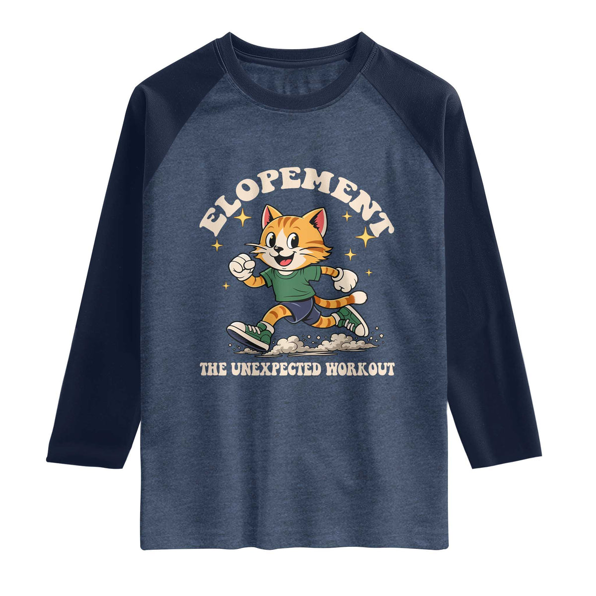 Elopement The Unexpected Workout Raglan Shirt Autism Neurodiversity Cat